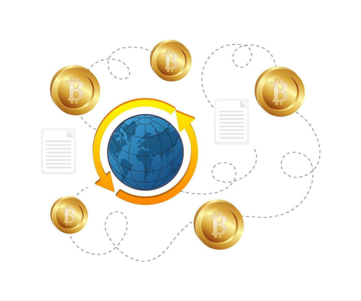 global bitcoin data document illustration vector