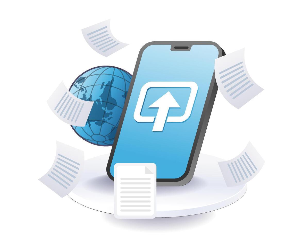 efficient digital file upload using smartphone vector