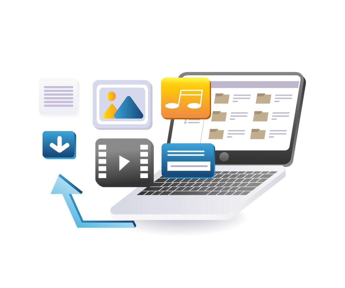 digital datos almacenado en un ordenador portátil computadora pantalla vector