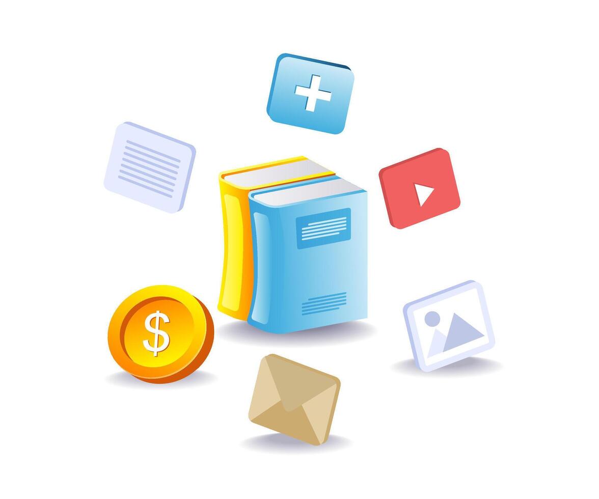 digital data book for information storage and learning vector