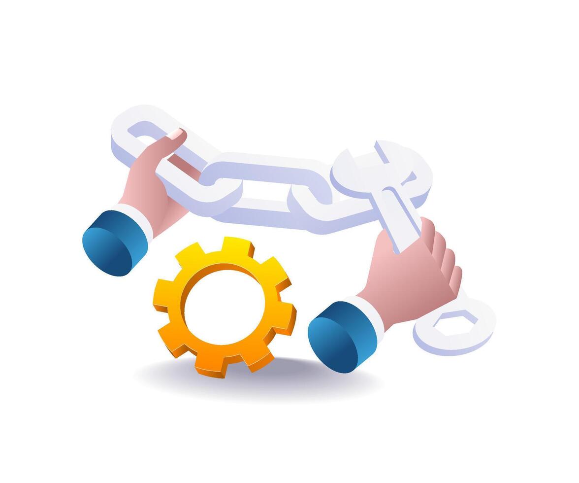 digital symbol for troubleshooting and repairing broken links vector