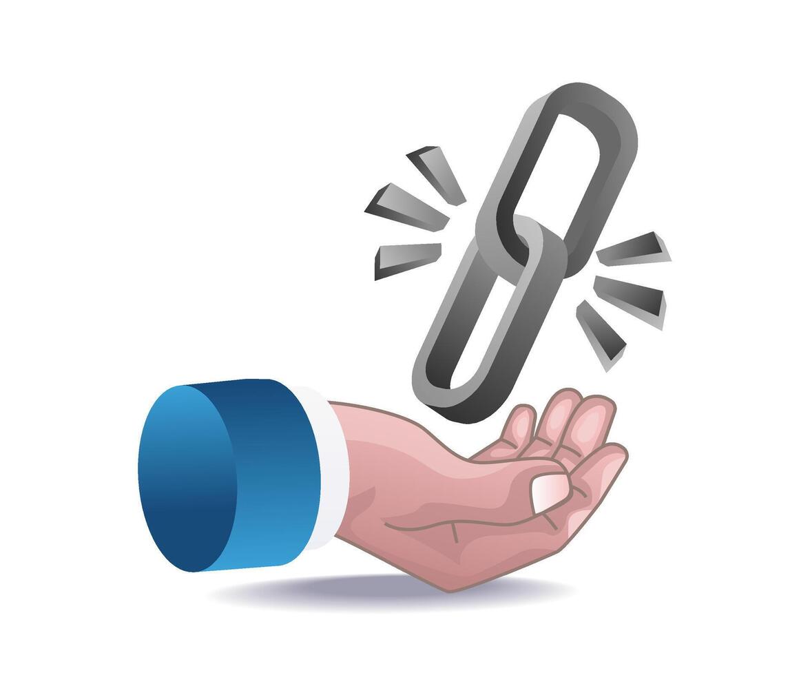 digital connection concept with link symbol above hand for communication vector