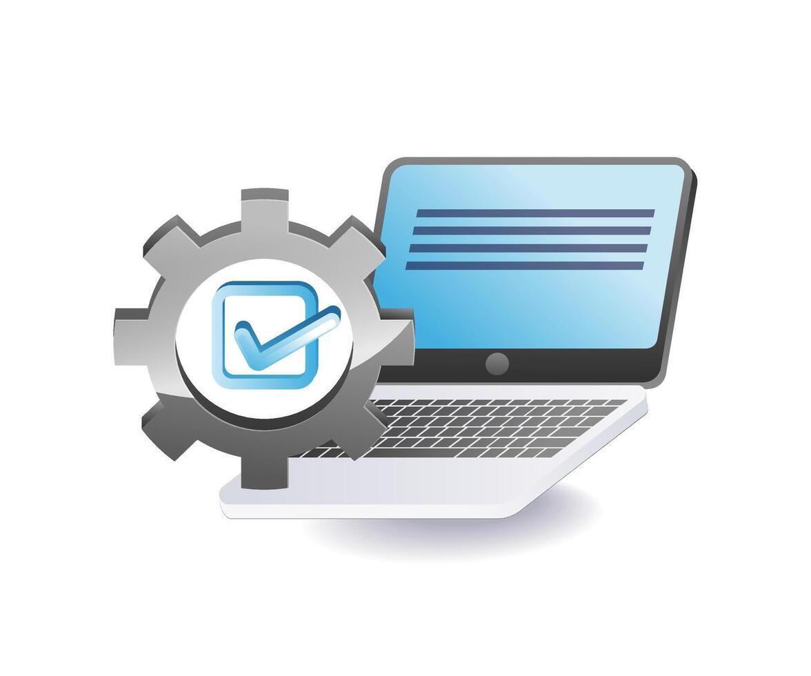 Digital computer with data checklist for technology concept vector