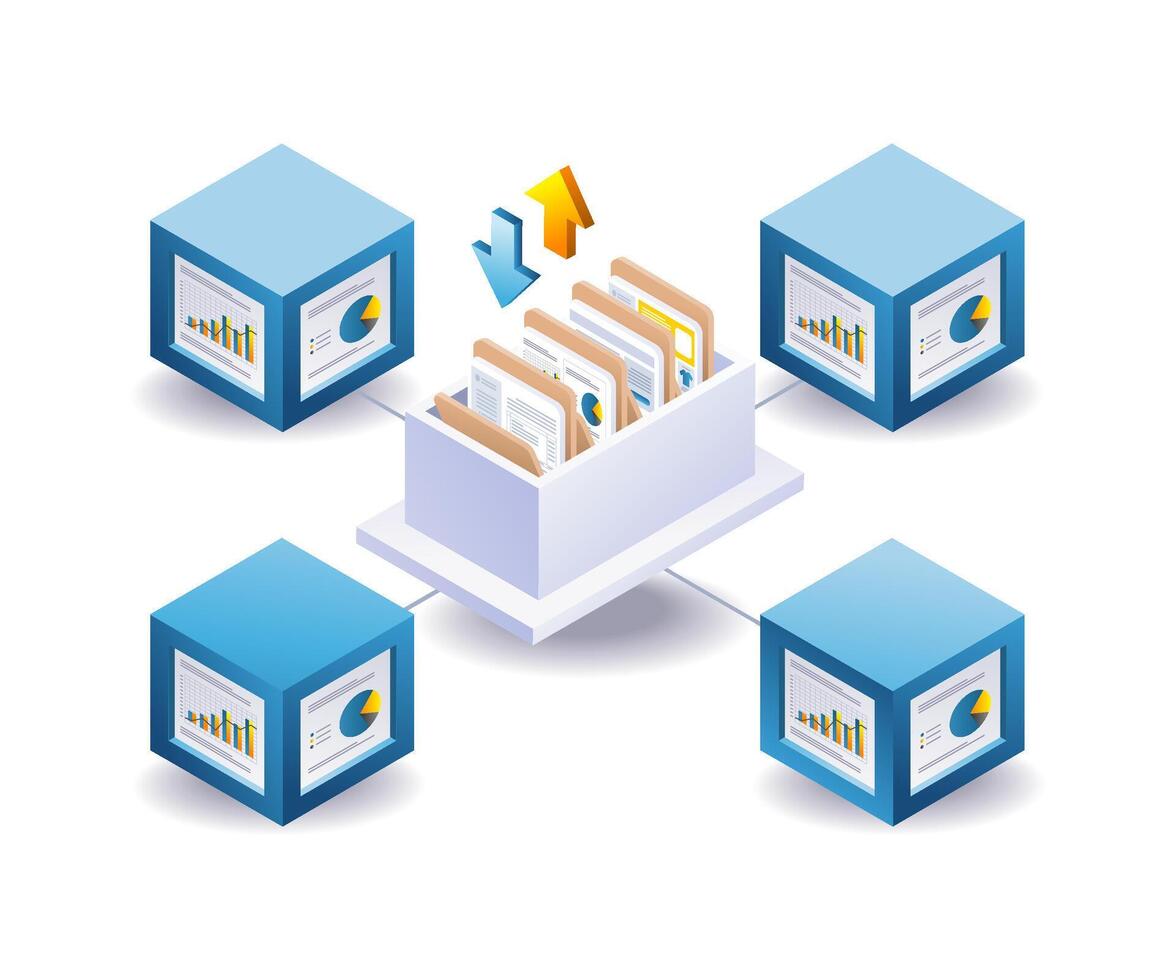 data network graph powered by blockchain technology vector
