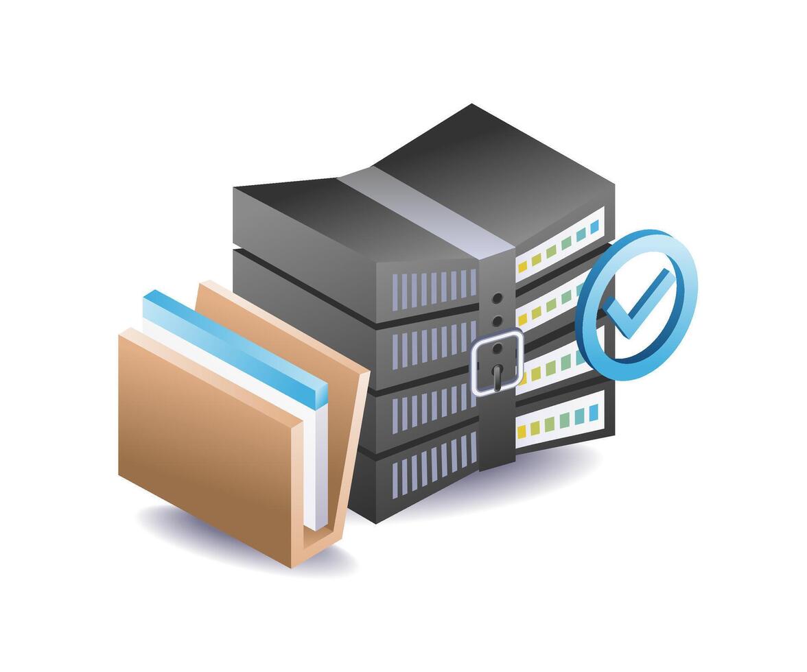 data folder stored on secure server system vector