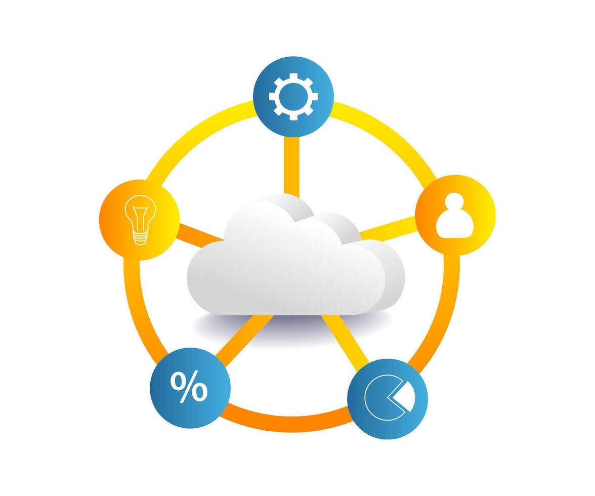 Business networking supported by cloud server technology vector