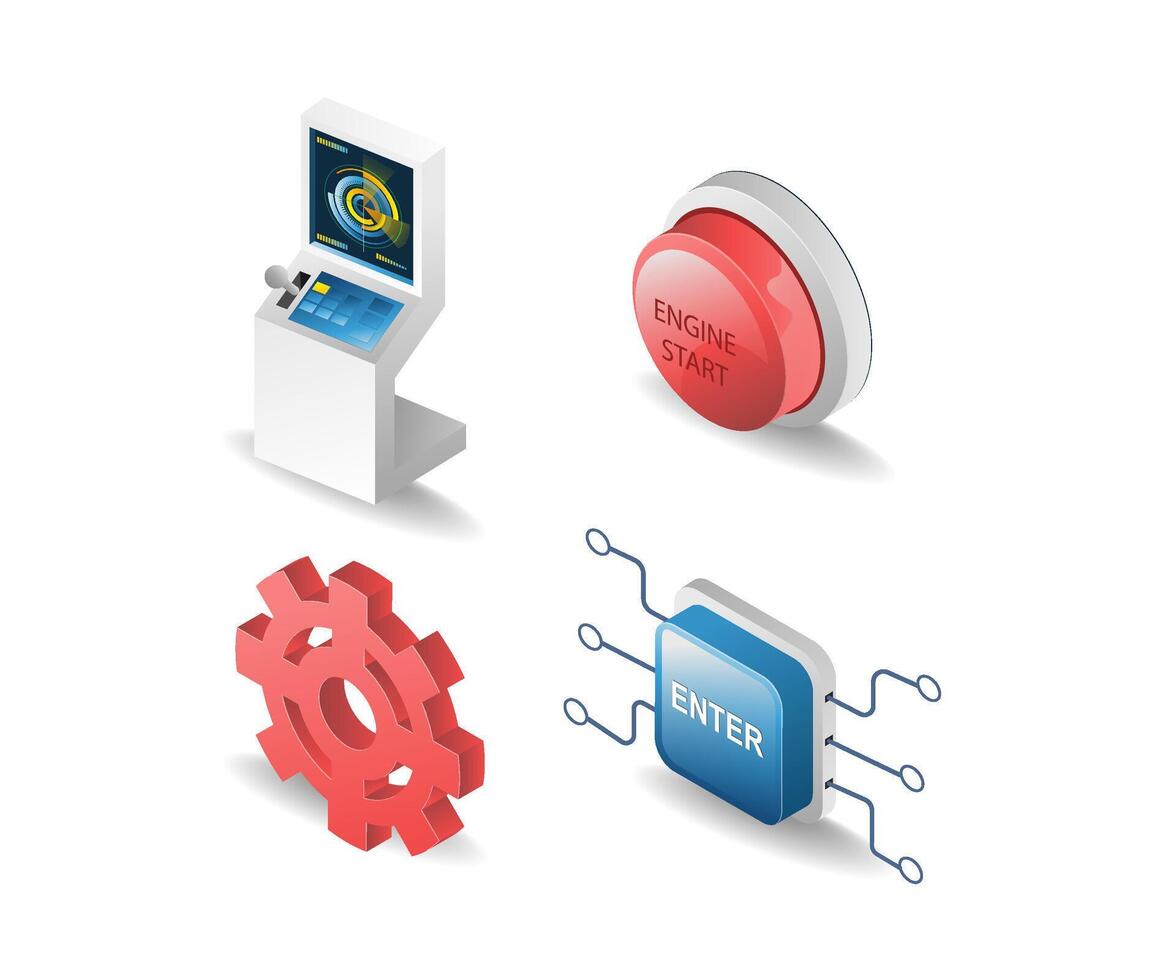 Bundle of illustrations themed on machine control buttons vector