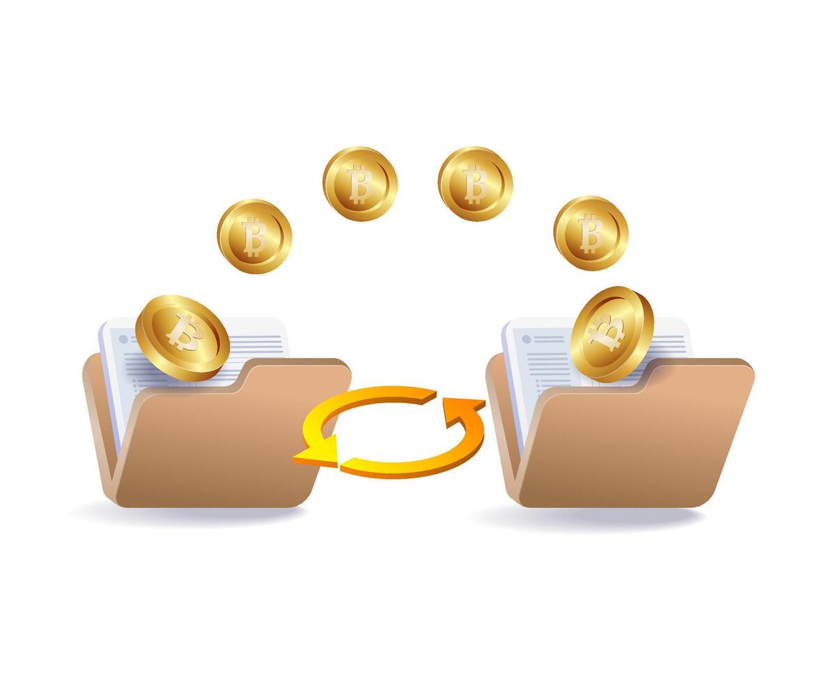 Blockchain Technology for Bitcoin Data Transfer vector