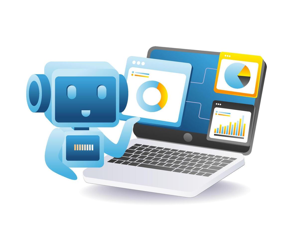 Artificial intelligence robot for business data analysis vector