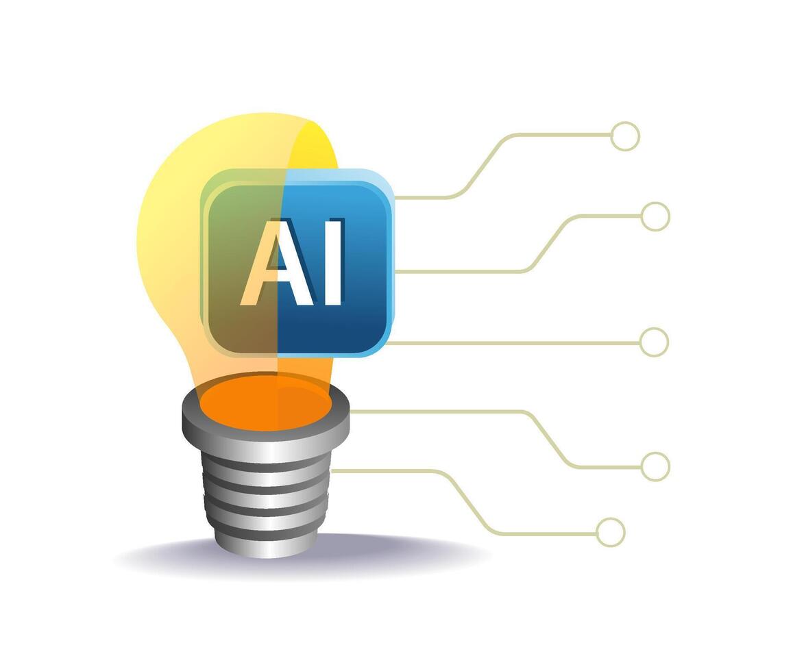 Artificial intelligence idea in a light bulb symbolizing innovation and technology vector