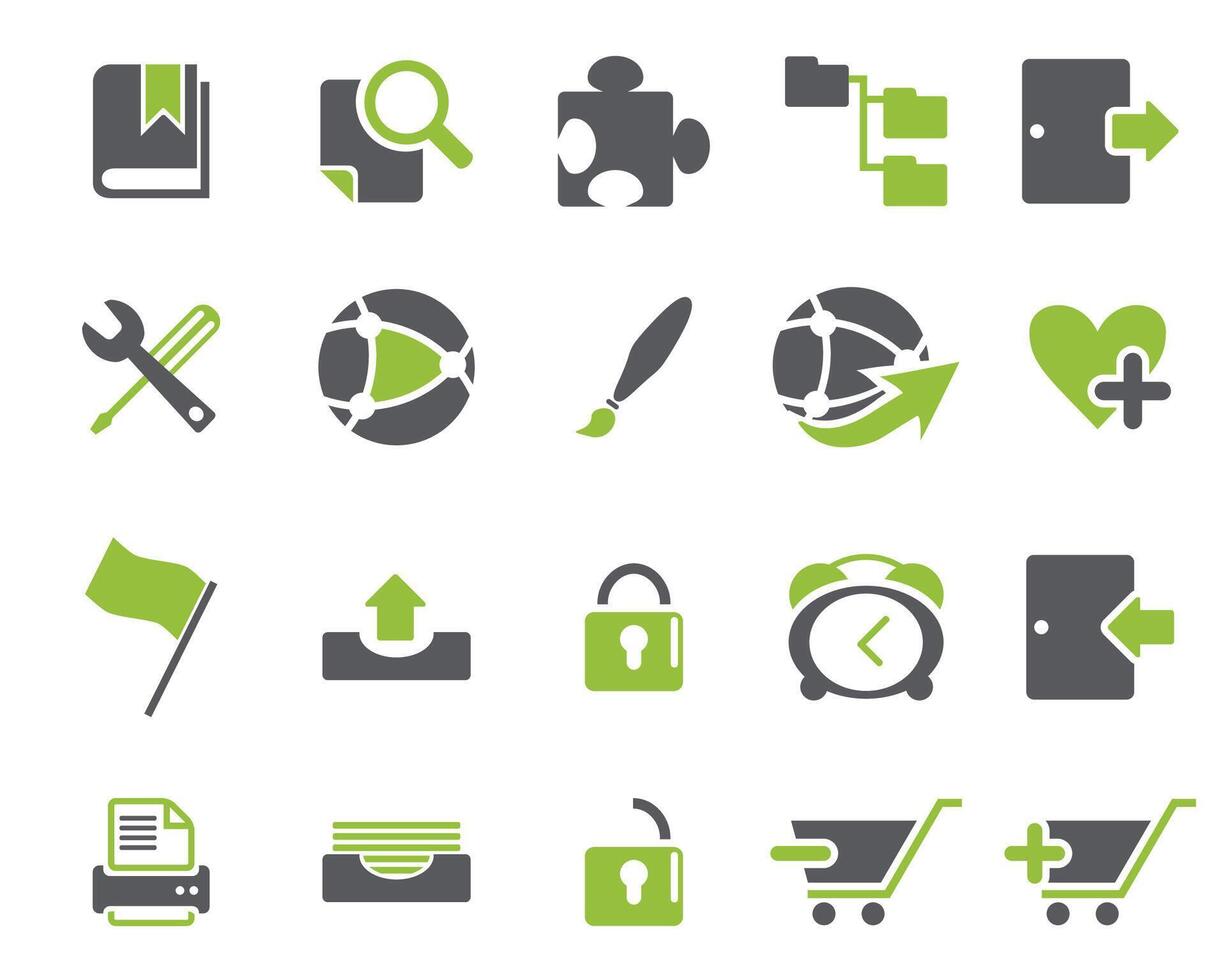 Grey and light green Web icon set , Contact us icons for web computer and mobile vector
