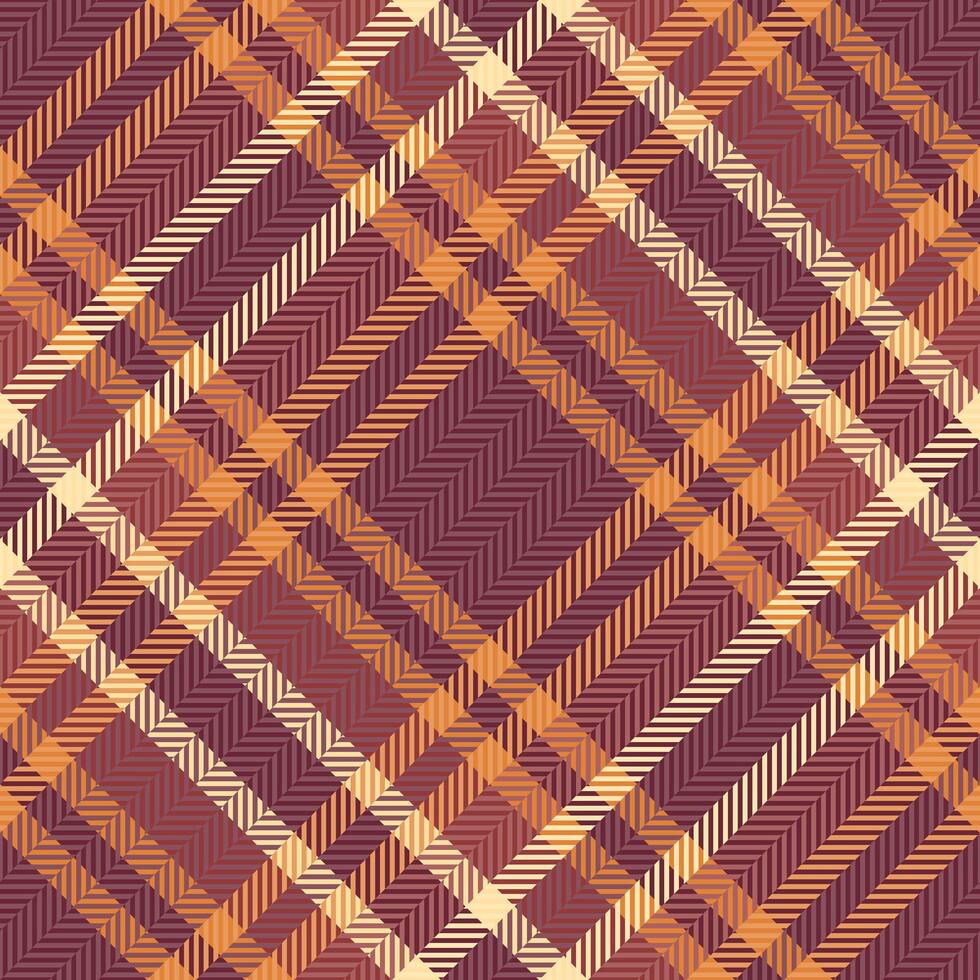 Flow check plaid fabric, stroke background texture. Simple tartan seamless textile pattern in red and orange colors. vector
