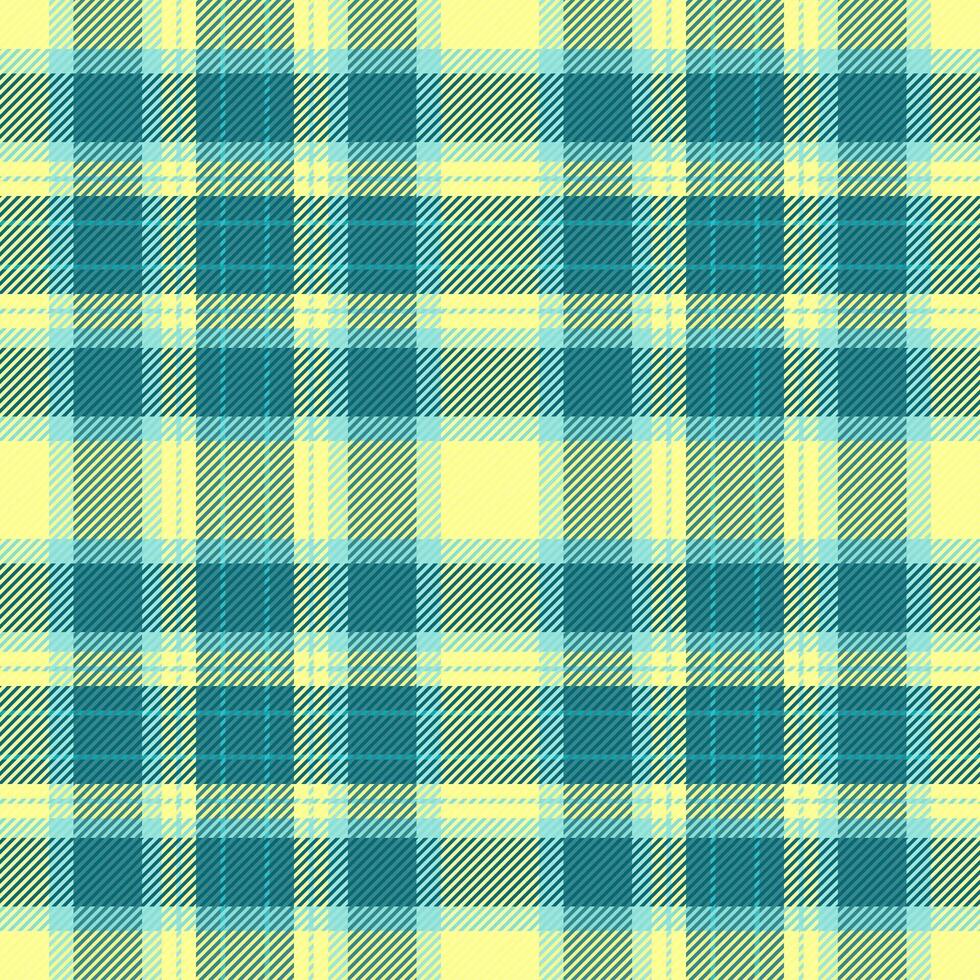 Classic plaid pattern in lemon yellow and teal hues. Seamless texture great for backgrounds, textiles, packaging, design projects. A timeless, versatile design element. vector