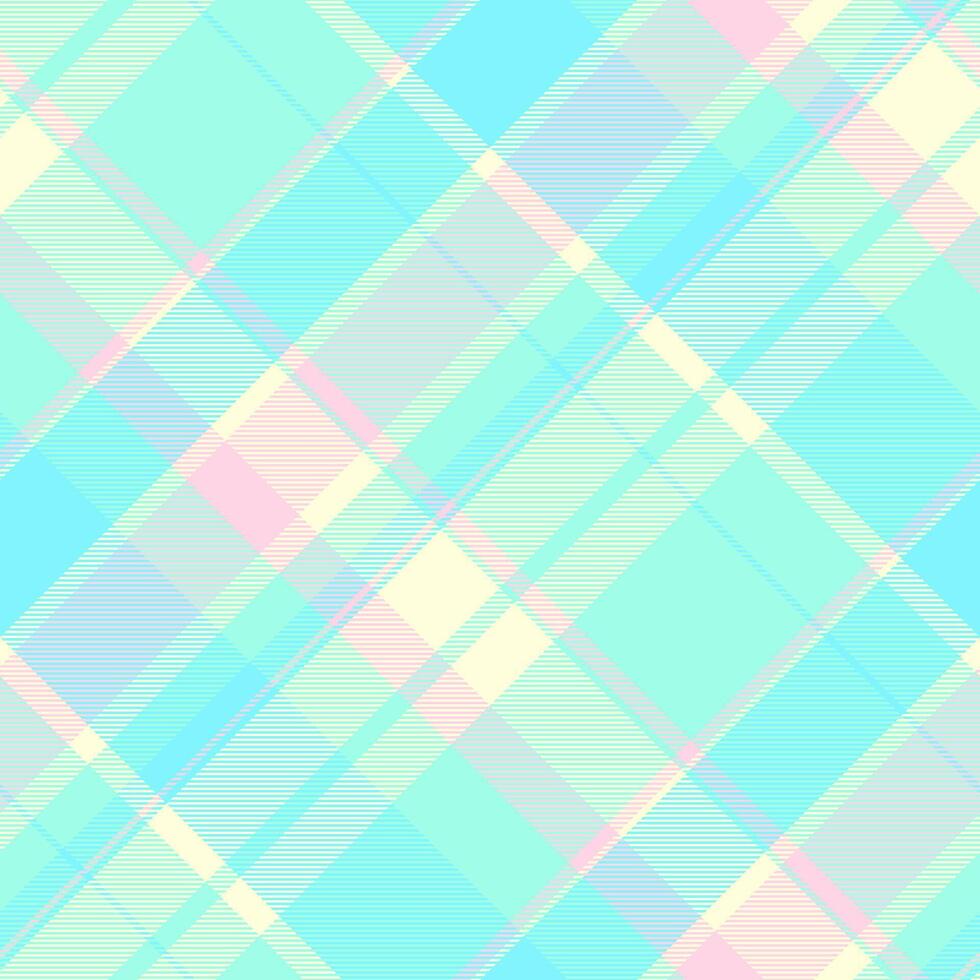 Pastel plaid pattern. Soft, calming color palette of blue, pink, and yellow. Ideal for backgrounds, textiles, and creative projects needing a gentle touch. vector