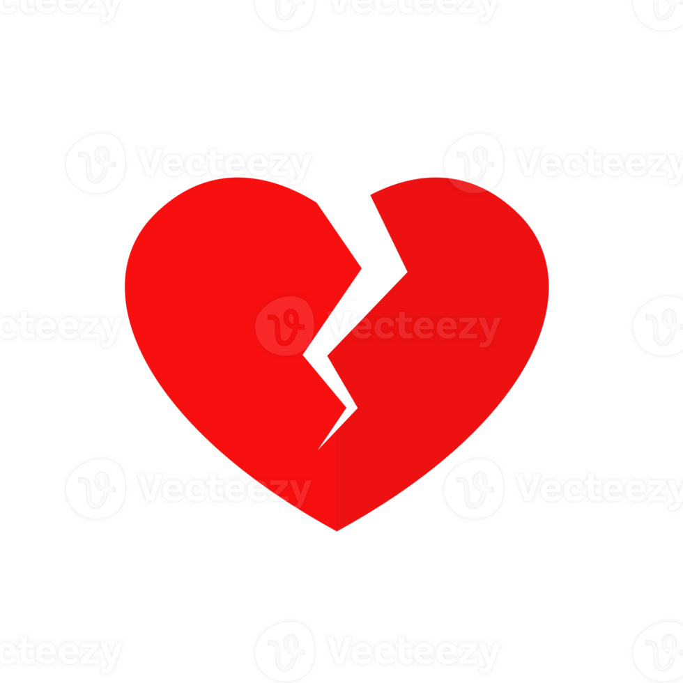 Simple Flat Style Broken Heart Shape for Sadness and Rejection Symbol png