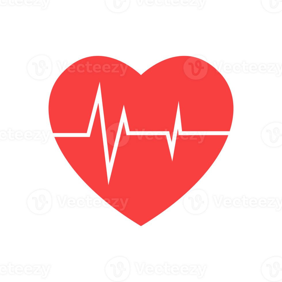 Simple Flat Heartbeat Pulse Line Inside Red Heart Shape Icon Graphic png