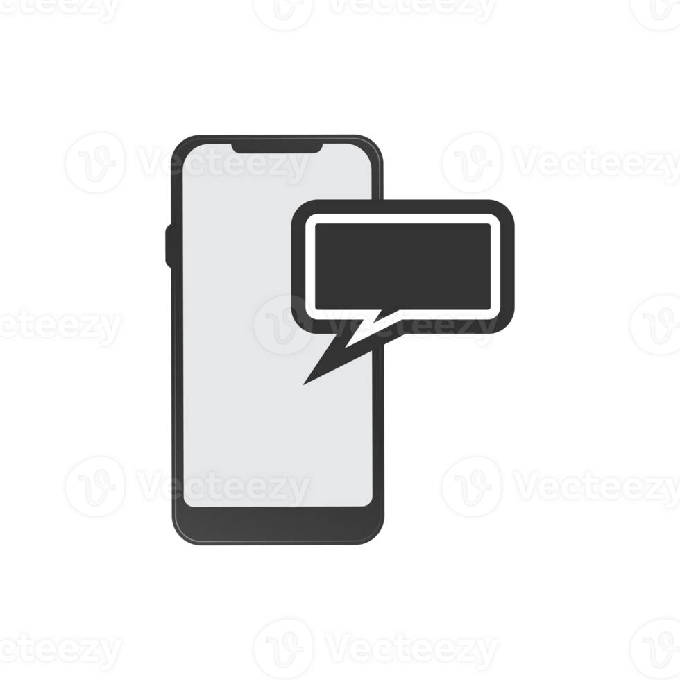 Minimalist Smartphone with Bubble Chat Message Notification Interface Design Element png