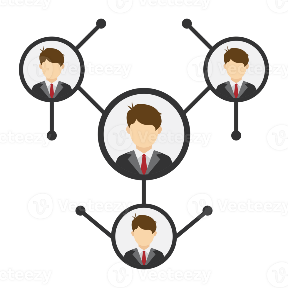 Flat Style Avatar Connection Network Diagram Illustration and Business Hierarchy Chart png