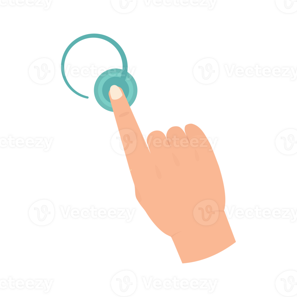 plat style main geste pousser une bouton sur interactif interface png