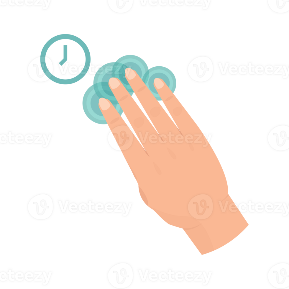 Flat Design Hand Touching Multiple Buttons with Clock Time Concept Icon png