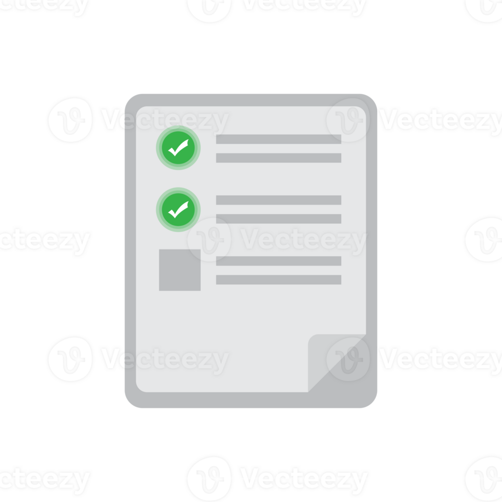 Flat Design Simple Checklist with Checkmark Icon Shape Document png