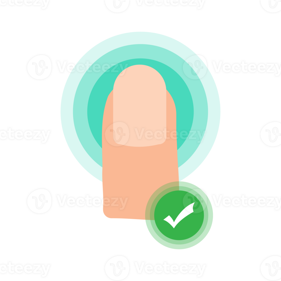 Modern Flat Fingerprint Authentication with Checkmark Security System Graphic Element png