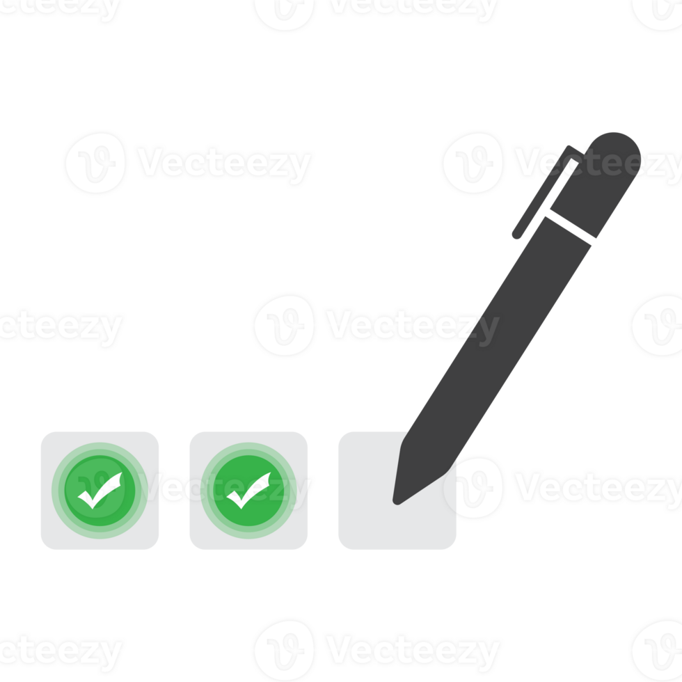 Flat Illustration Checkbox Questionnaire with Pen Confirming and Verification Element png