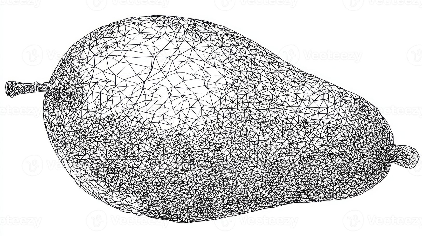 Abstract pear rendering with wireframe triangular mesh, horizontal layout photo