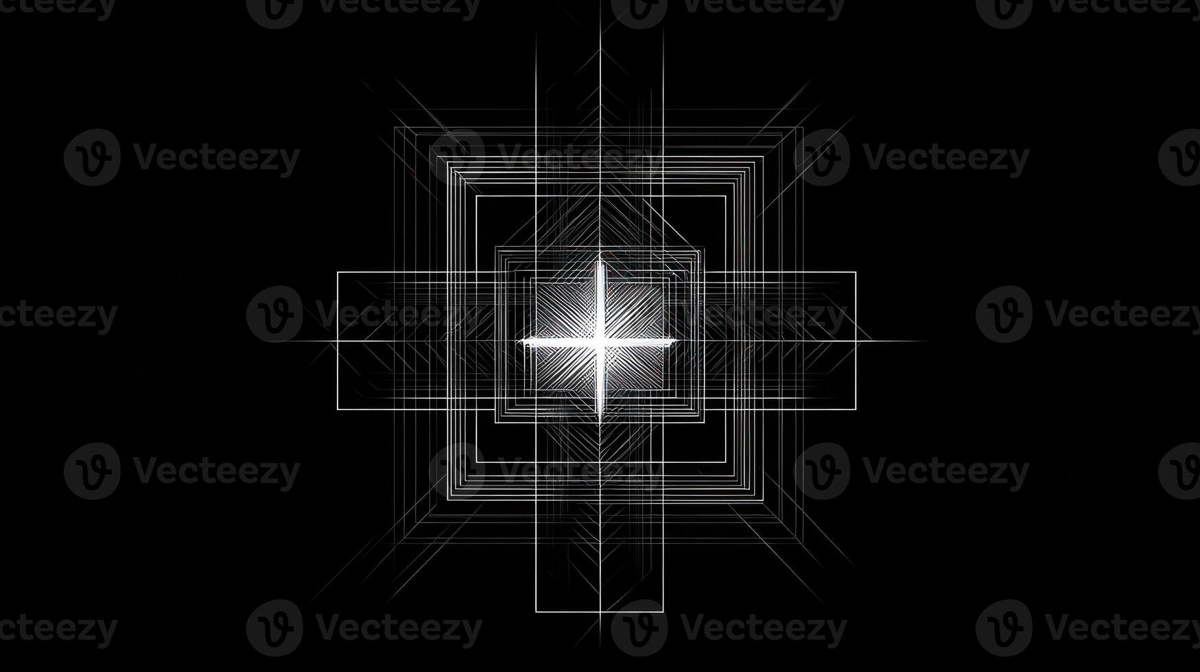 Abstract design with radiating lines and squares photo