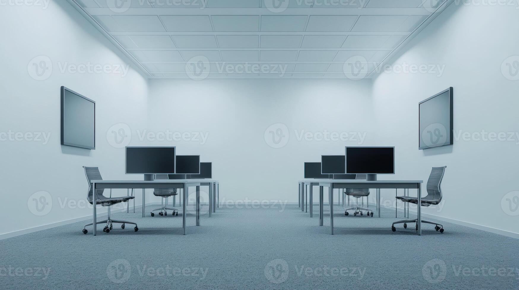 Empty modern computer classroom photo