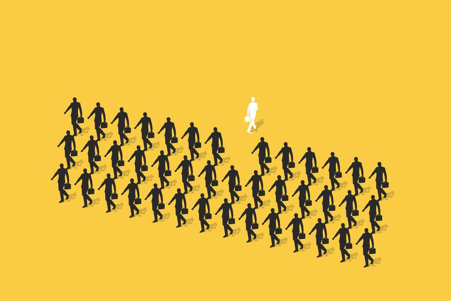 Businessman has to make decision which way to go for his success, Business team or partner go different way, Different or unique concept. vector