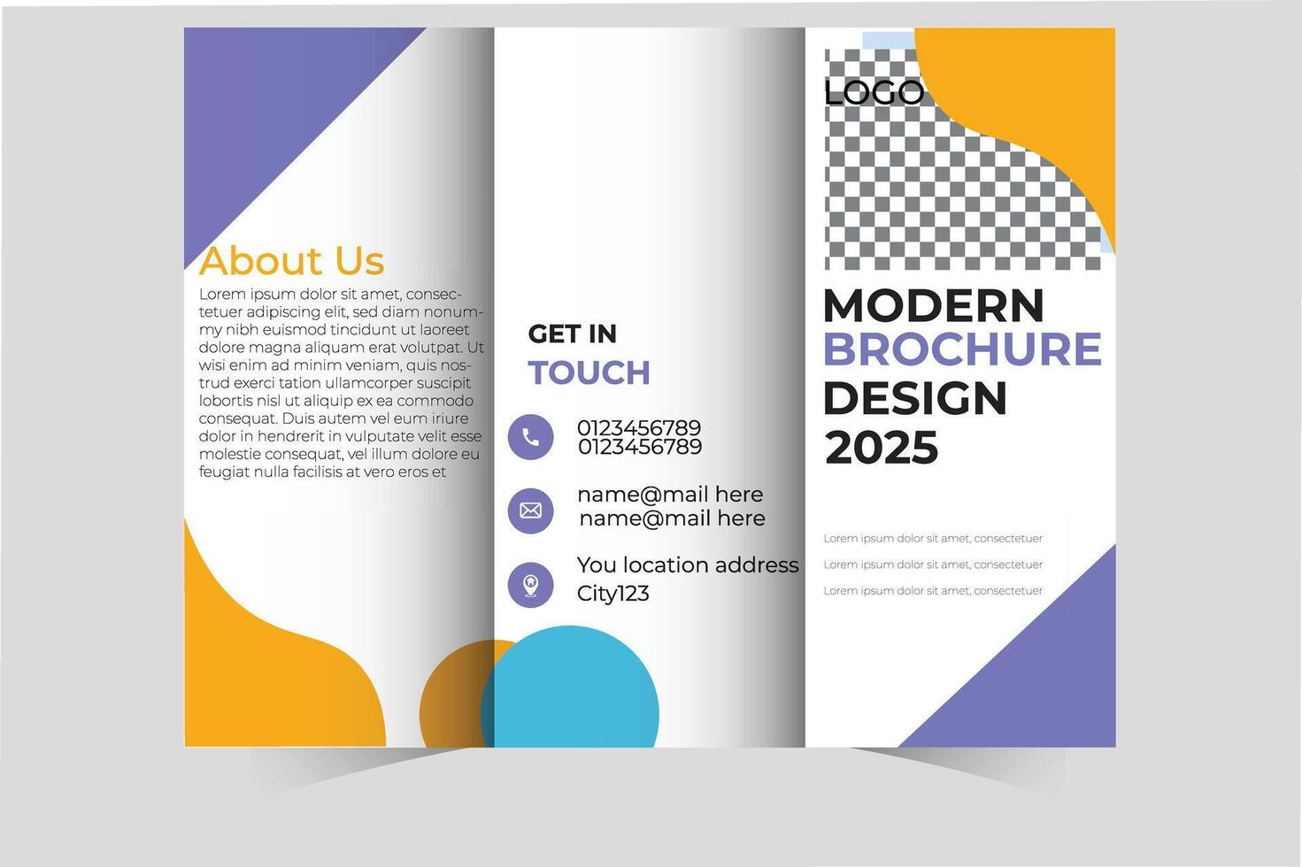 Modern brochure design template with a triangle shape vector