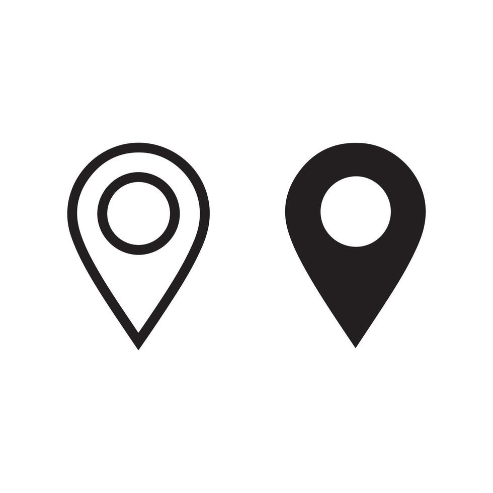 Two location pin icons one outline one solid for navigation and mapping applications vector