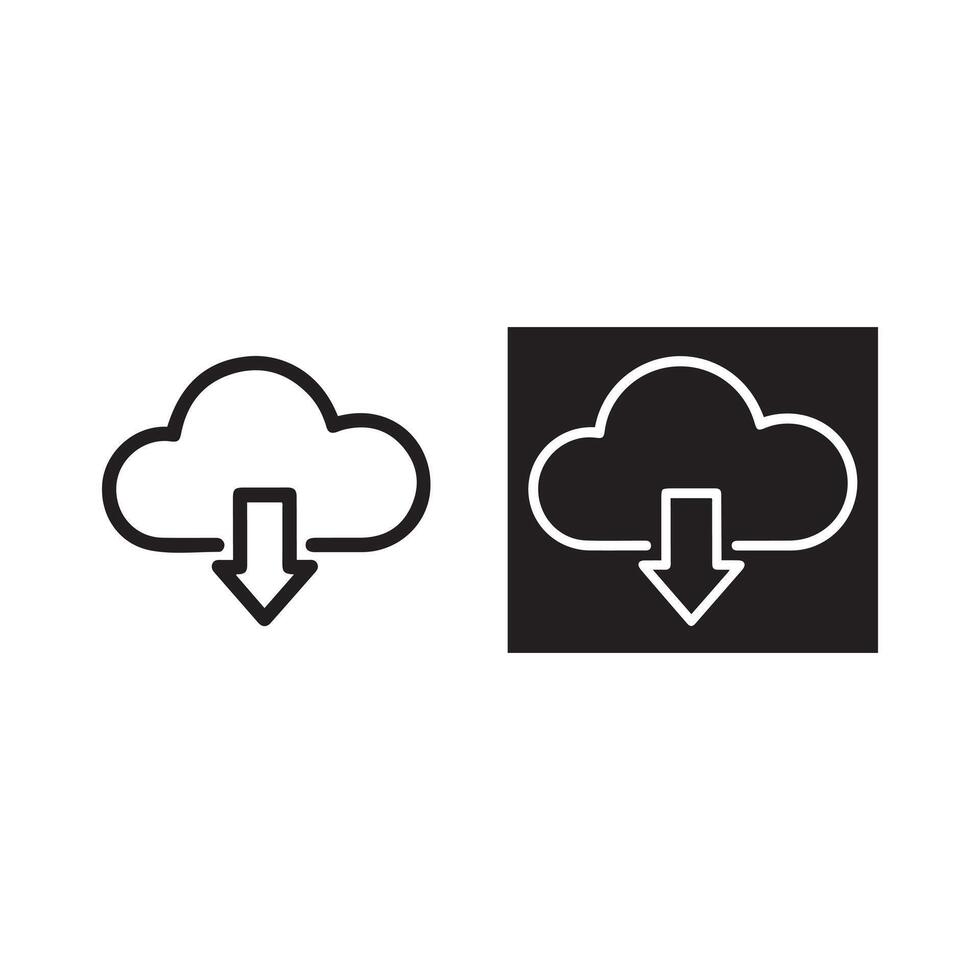 Cloud download icon symbol representing data storage and upload services vector