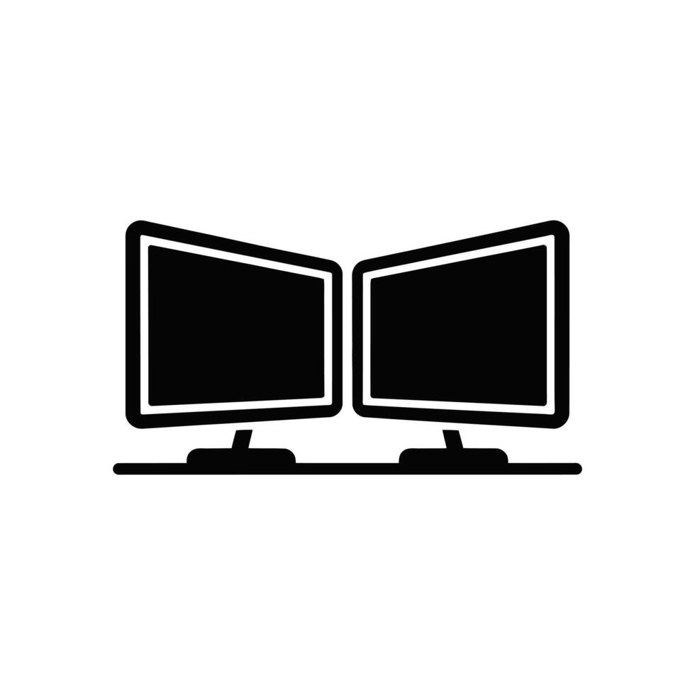 Dual monitors icon illustration for computer setup on white background vector