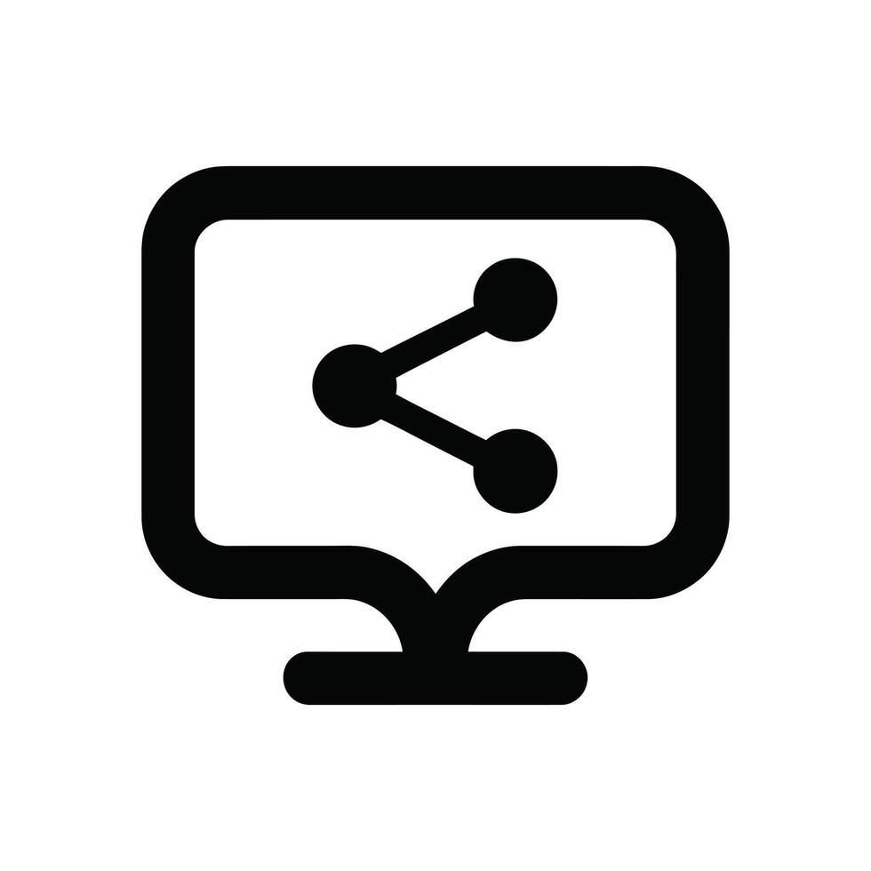 Share icon on monitor screen, connecting users through technology, white background vector