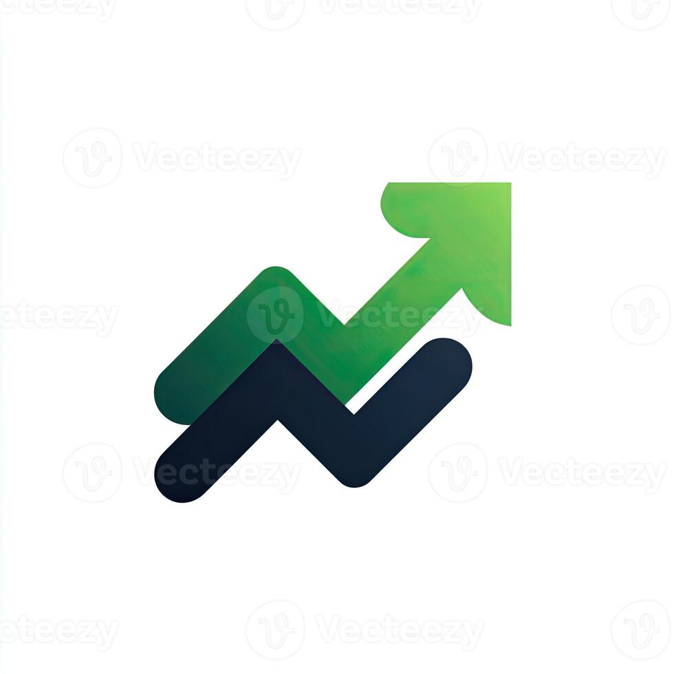 Green and dark graphic of ascending line graph photo
