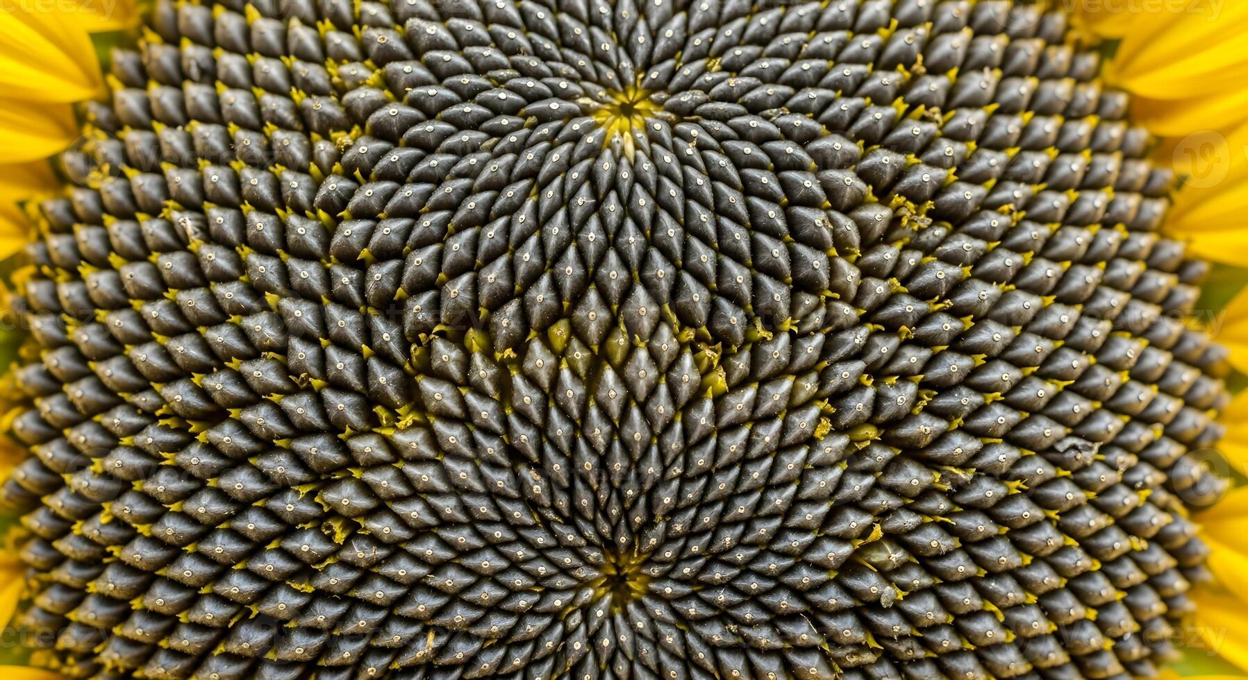 Macro of a sunflower showing fibonacci sequence photo