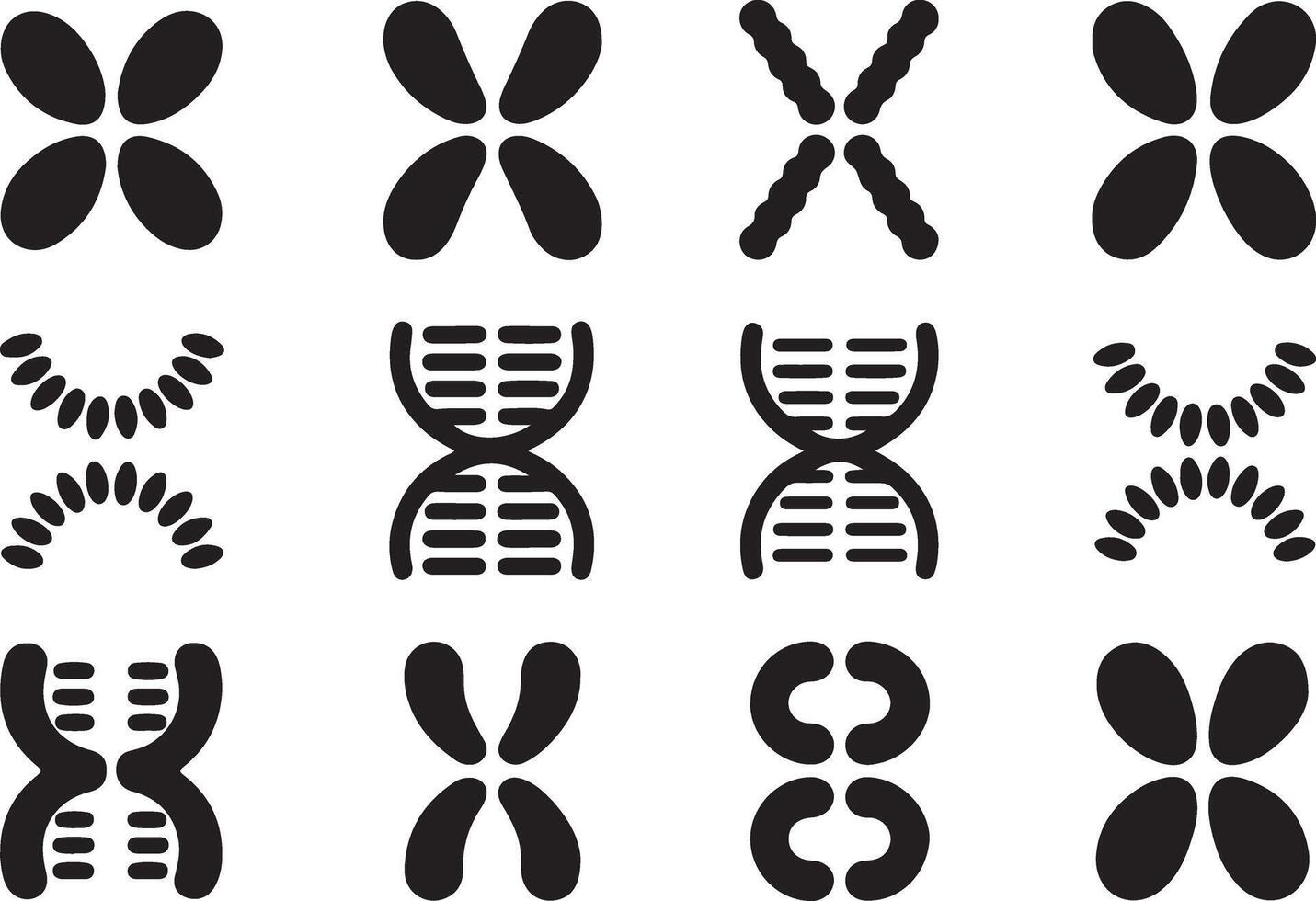 Collection of Molecular Structure Pattern Icons on Transparent Background vector