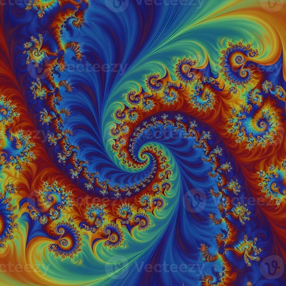 Vivid Kaleidoscopic Fractal Symphony Macro Journey Through Intricate Geometry Bursting With Luminous Fluid Colors and Ethereal Gradients in Digital Splendor photo