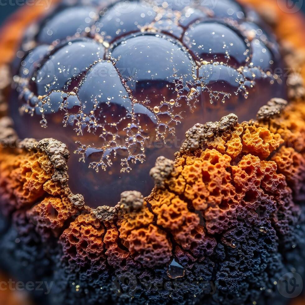 Intricate Organic Anomaly A Microcosmic Study of Unusual Texture, Evolving Color, and Subtle Patterns in Gentle Luminescence, Evoking Natural Wonder photo