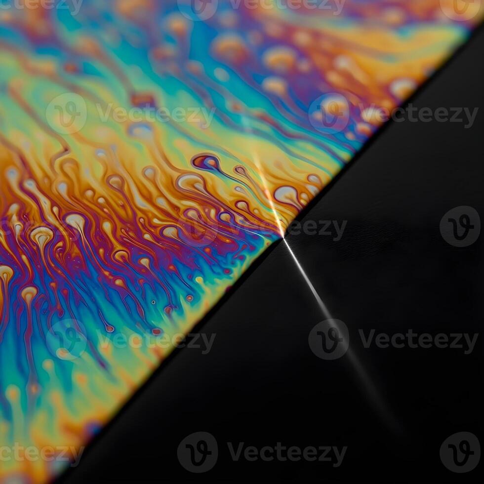 Macro Capture of Contrasting Textures Vibrant Hues and Smooth Surfaces Merge, Creating an Illuminated, Dynamic Interplay of Light and Form photo