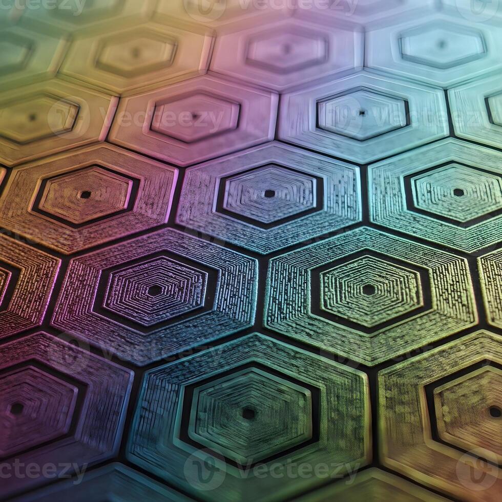 Macro Masterpiece An Iridescent Xylock Pattern Displaying Metallic Textures, Softened Reflections, and Ambient Natural Light in an Exquisitely Elegant Composition photo
