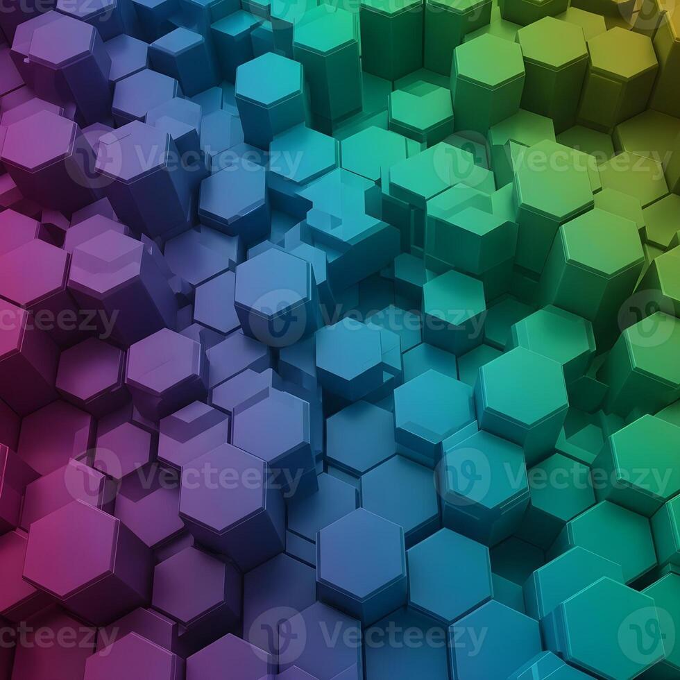 Futuristic Hexbin Mosaic A Macro Journey Revealing Interlocking Geometric Patterns, Shimmering Gradient Colors, and Soft Ambient Lighting in an Upscale Design photo
