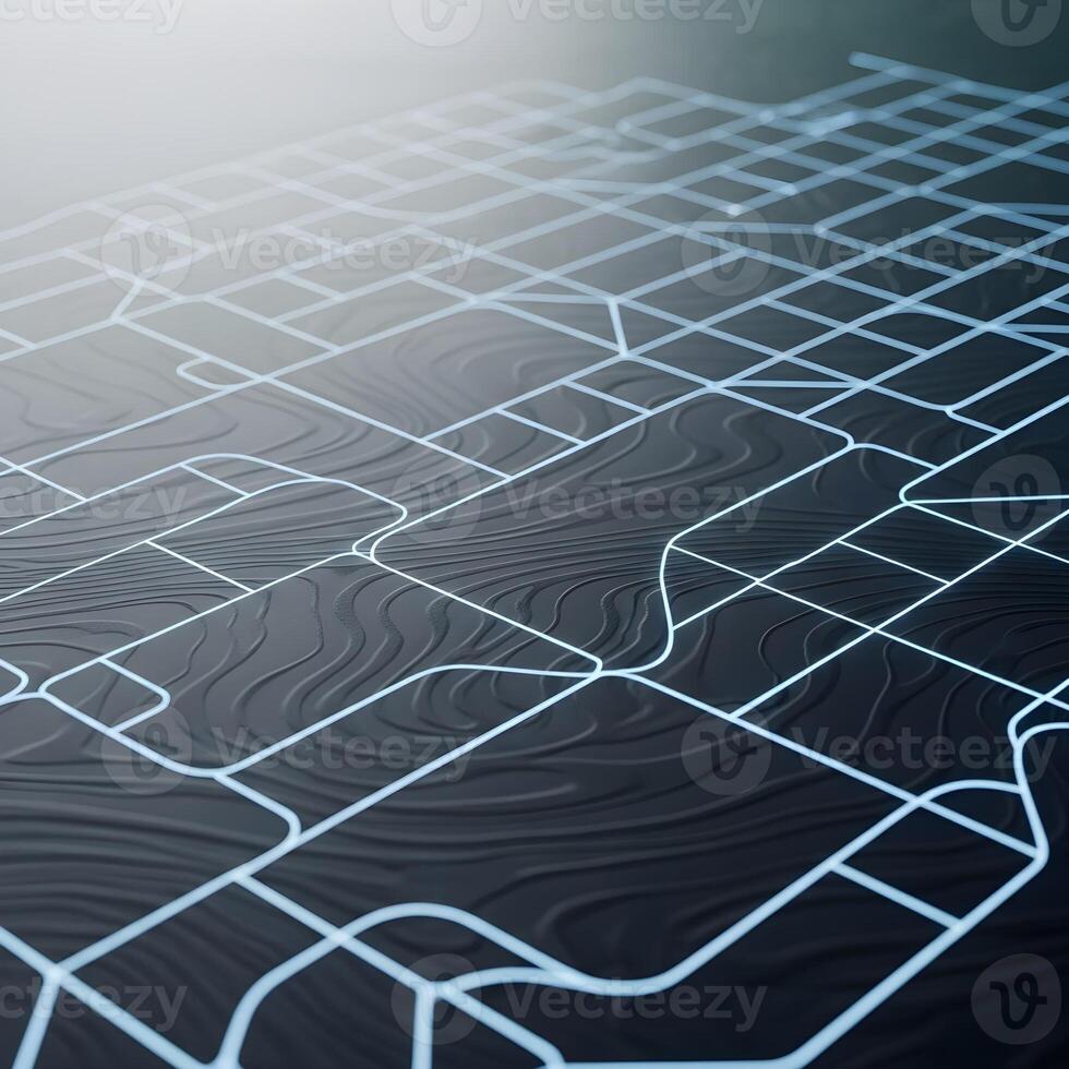 Elegant Convergence in a Futuristic Landscape Seamless Integration of Digital Neon Grids, Organic Surface Patterns, and Soft Ambient Matte Textures photo