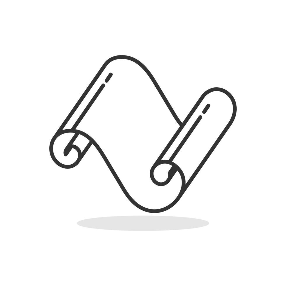 Outline scroll old paper icon isolated flat style. vector