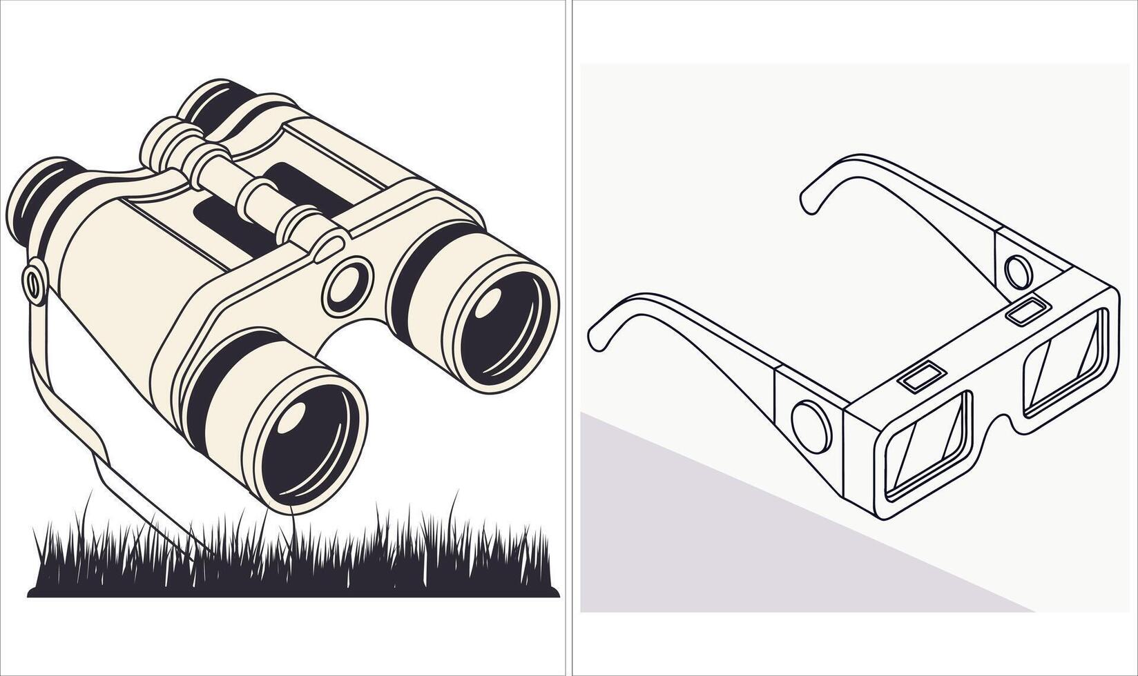 Binoculars and 3D Glasses Tools for Enhanced Vision and Viewing Experiences vector