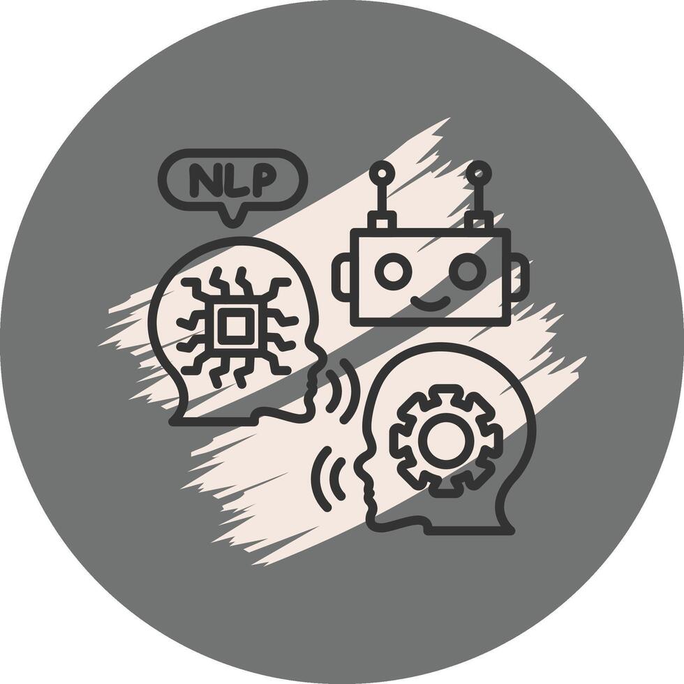 Nlp Robot Mind Minimal Flat Design Asset vector