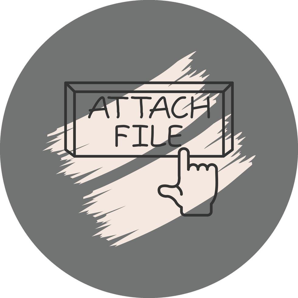 Attach File Finger Tap Button Refined Flat Shape vector