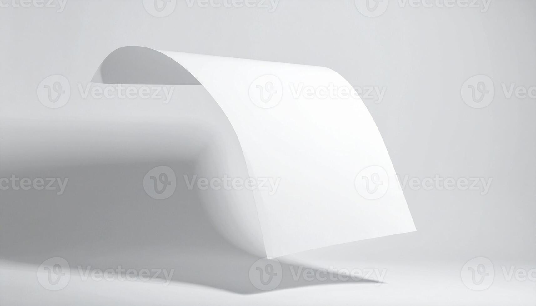 Abstract Flowing Paper. White Paper Curve. Modern Minimalist Design. 3D Render., floating photo
